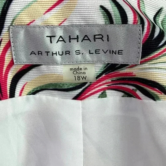 Tahari ASL Women 18W Floral Open Jacket Ivory Multicolor 3/4 Tie Sleeve NEW - Picture 9 of 9